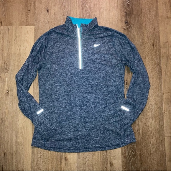 Nike Women's Running Dri-Fit Quarter Zip Pullover Granite Blue | Size Large - Picture 1 of 11